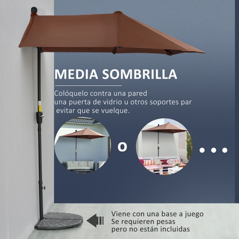 Outsunny Parasol de Terraza 200x190x240 cm con Manivela Poste de Acero y Base Cruzada Anti-UV para Terraza Balcón Café