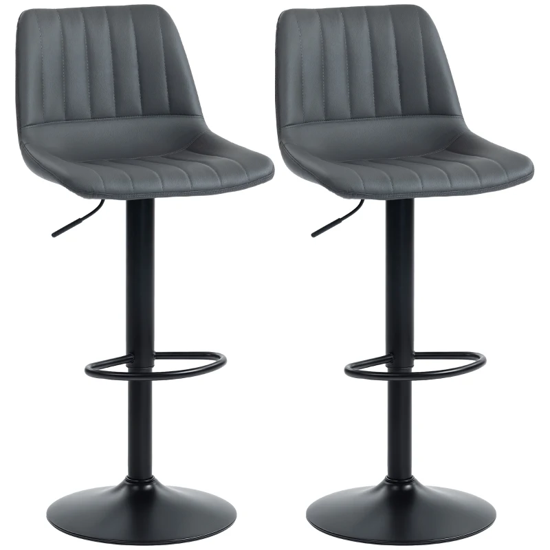 HOMCOM Barhocker 2er-Set im Retrodesign, mit Fußstütze, höhenverstellbar, 43 cm x49,5 cm x 111 cm