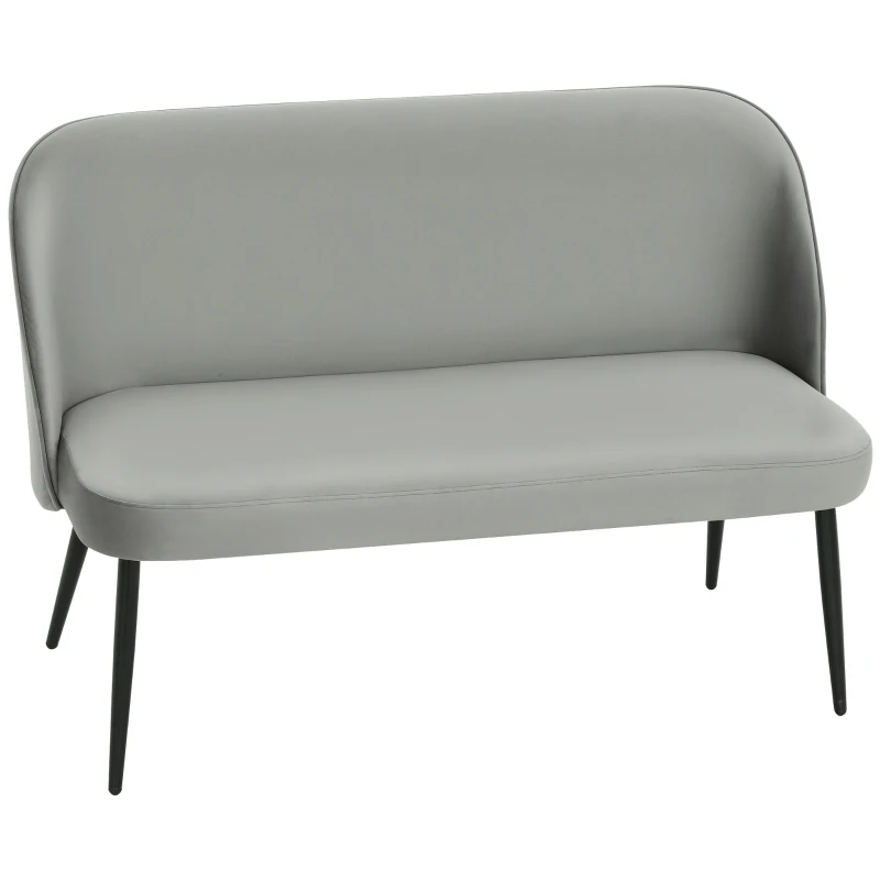 HOMCOM 2-Sitzer-Sofa, moderne Polstercouch mit Metall- und Holzrahmen, samtartiger Stoffbezug, Grau