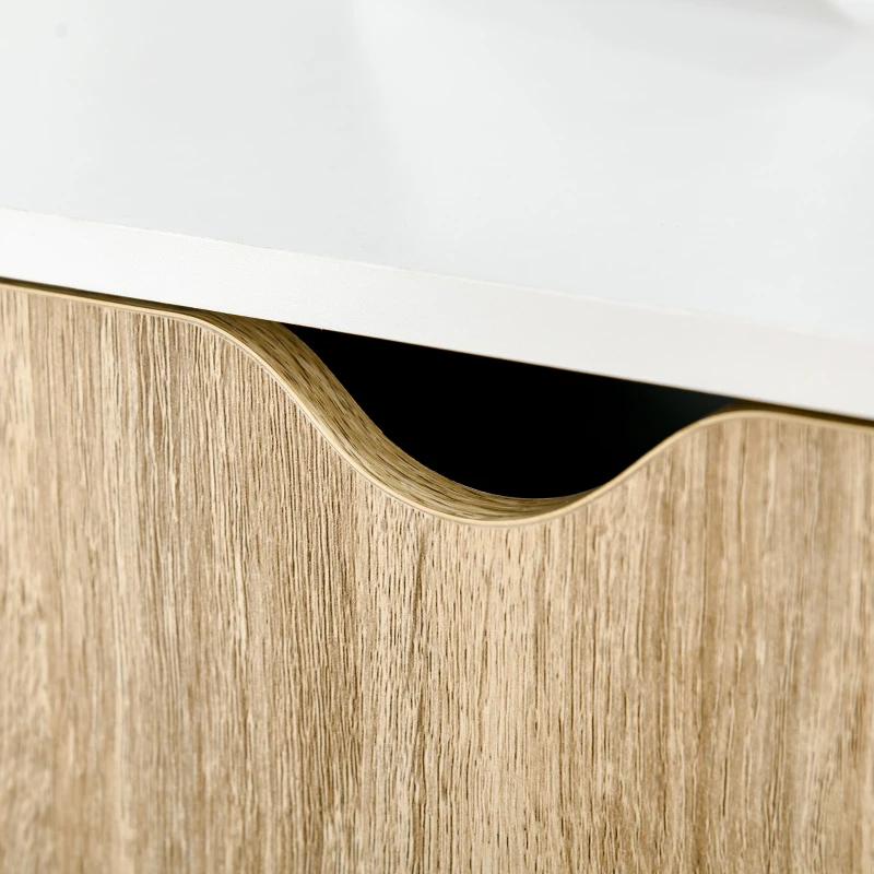 HOMCOM Estantería en Forma de Escalera de Madera Librería con 3 Estantes y 1 Armario de Almacenaje 60x40x171 cm Roble y Blanco
