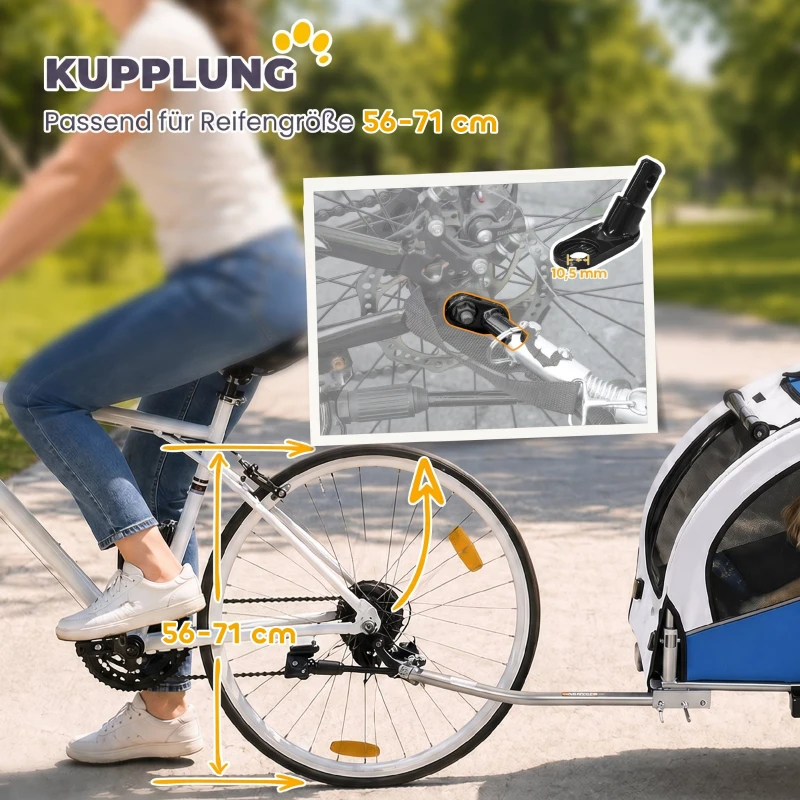 PawHut 2-in-1 Hundeanhänger für Fahrrad Faltbarer Hundebuggy für kleine & mittelgroße Hunde bis 20 kg, Hellgrau