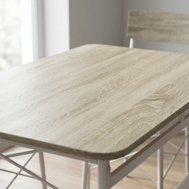 HOMCOM Juego de Mesa y Sillas de Comedor 5 Piezas Mesa de Cocina Rectangular con 4 Sillas Acolchadas 106x66x75 cm Roble