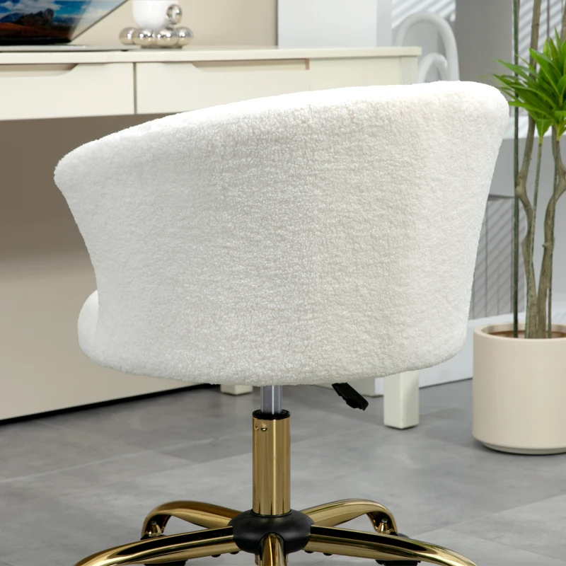 Vinsetto Schreibtischstuhl, höhenverstellbarer Bürostuhl mit Teddy-Fleece-Optik 58 x 56 x 68-76 cm Weiß