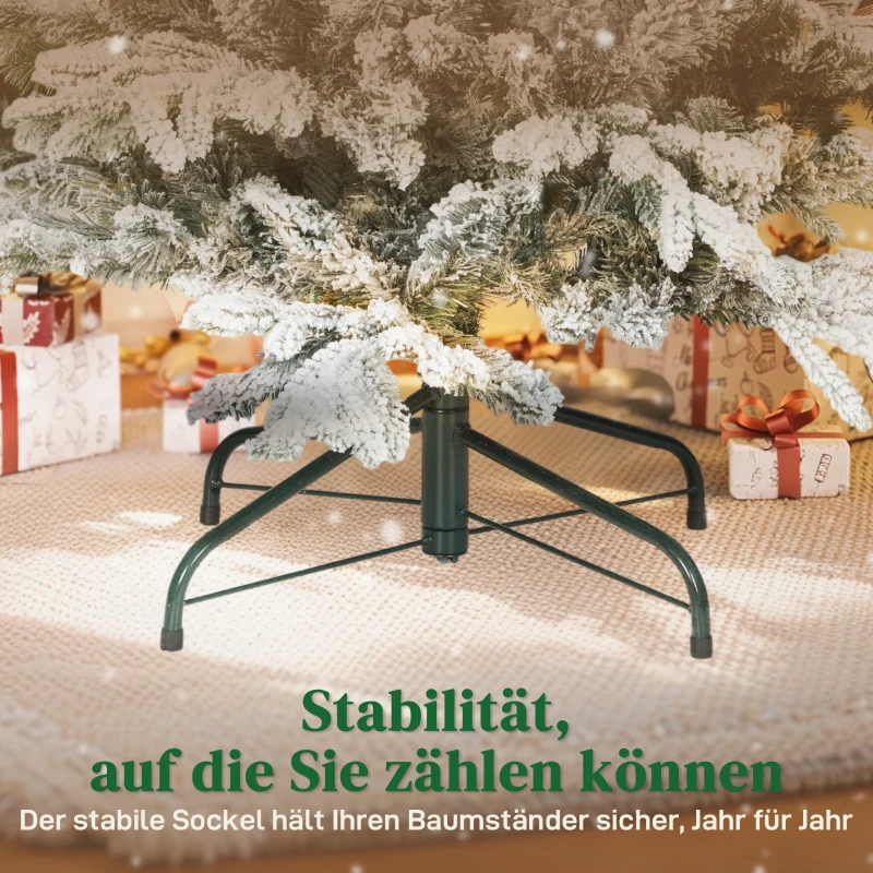 HOMCOM Künstlicher Weihnachtsbaum, 150cm Christbaum mit Schnee, 1162 Zweigen, klappbarem Metallständer