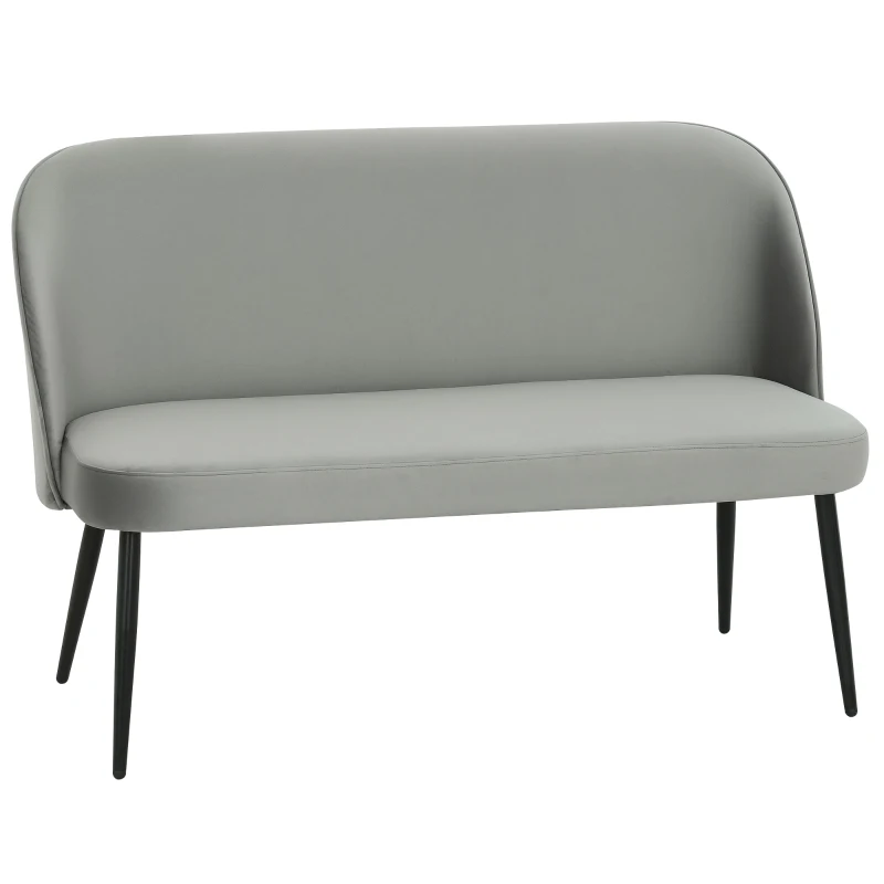 HOMCOM 2-Sitzer-Sofa, moderne Polstercouch mit Metall- und Holzrahmen, samtartiger Stoffbezug, Grau