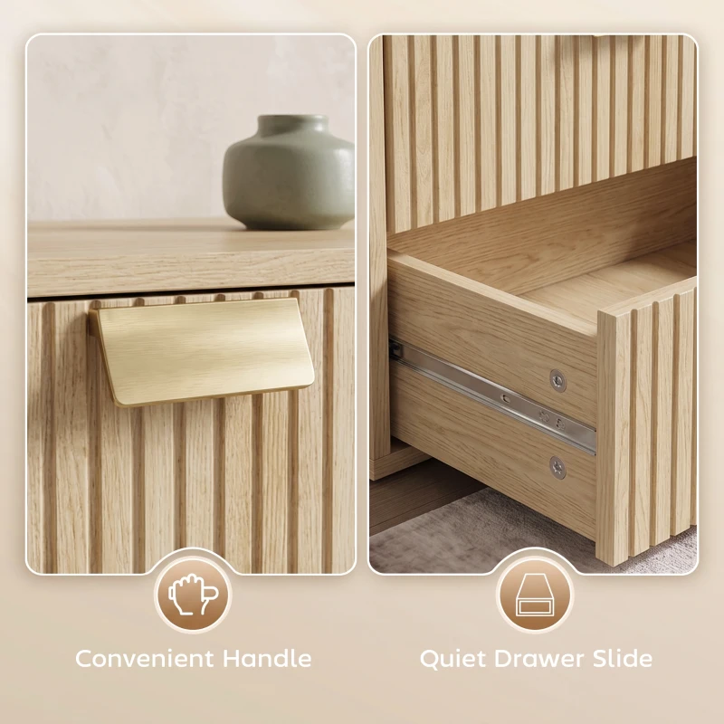 HOMCOM Modern Floating Nightstands Set of 2, Wall Mounted Bedside Tables with 2 Drawers, Oak