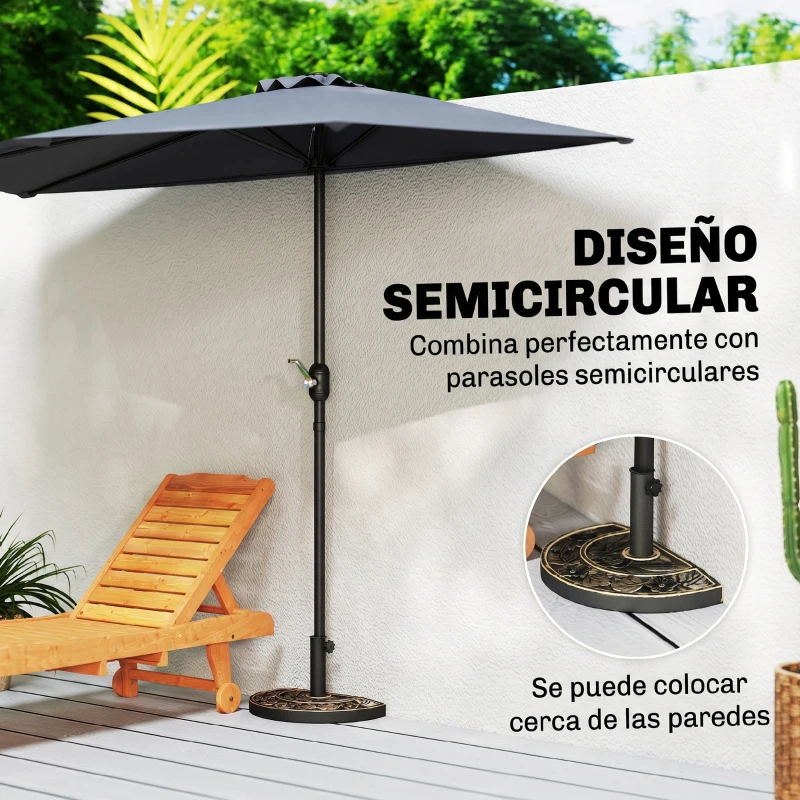 Outsunny Soporte para Parasol Peso 9 kg en Forma de Semicírculo para Poste de Paraguas de Ø3,8 cm y Ø4,8 cm 50x31x32 cm Bronce