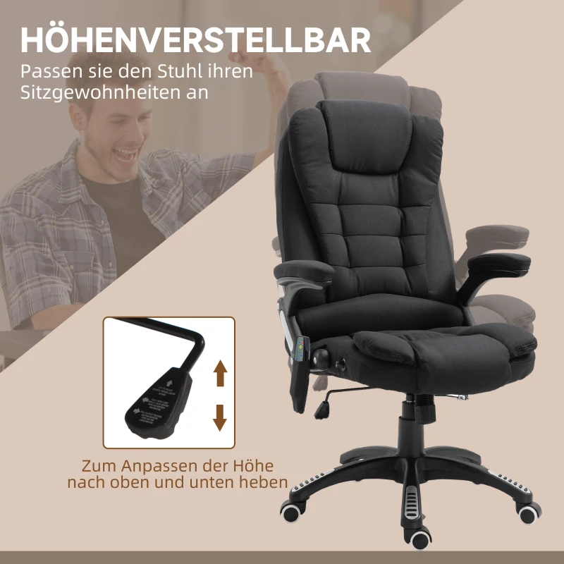 Vinsetto Massagestoel directiestoel gamingstoel draaistoel massage bureaustoel zwart(m-5)