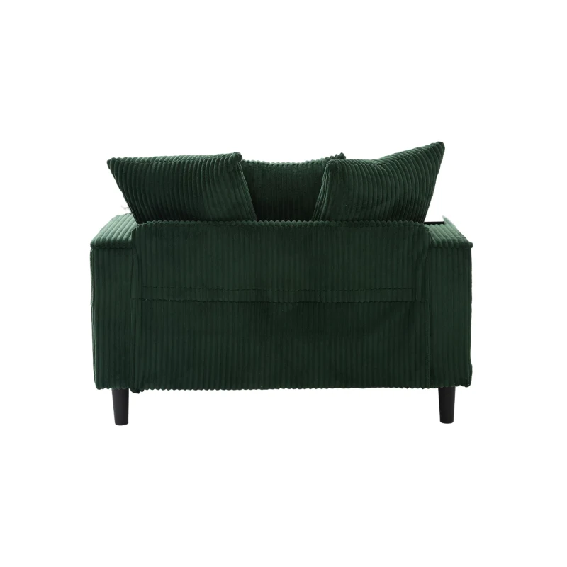 Divano letto con portabicchieri su entrambi i lati e bracciolo pieghevole, 129x170x70 cm, Verde