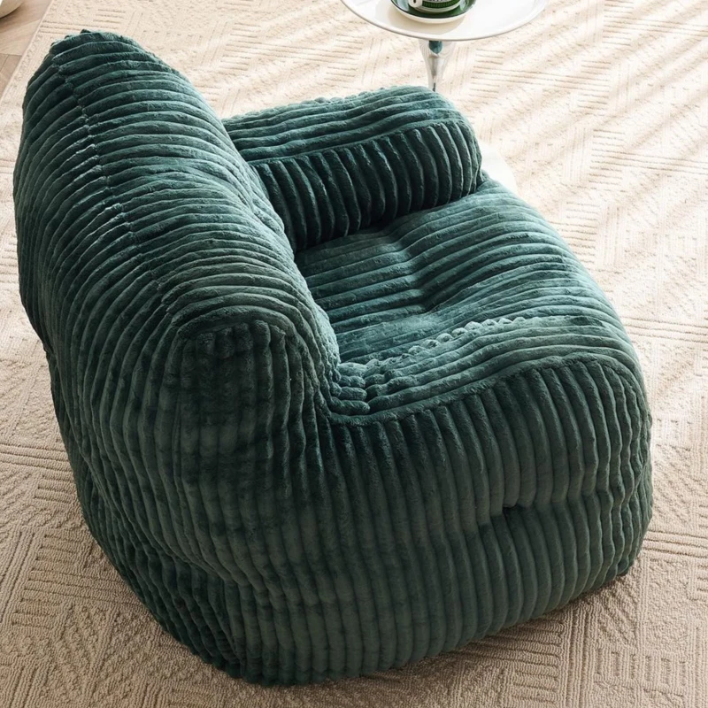 Puf acolchado de espuma viscoelástica, funda no desenfundable, 100x94x70 cm, Verde