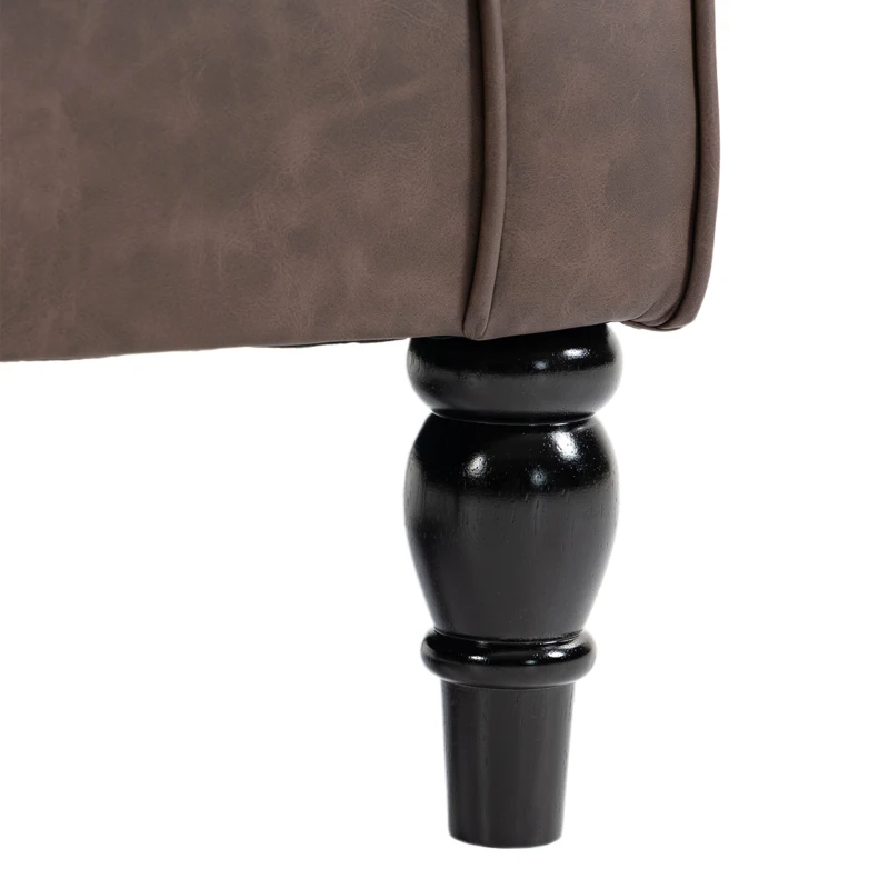 HOMCOM Butaca para Dormitorio en Piel PU con Asiento Amplio Brazos y Patas de Madera de Eucalipto Marrón