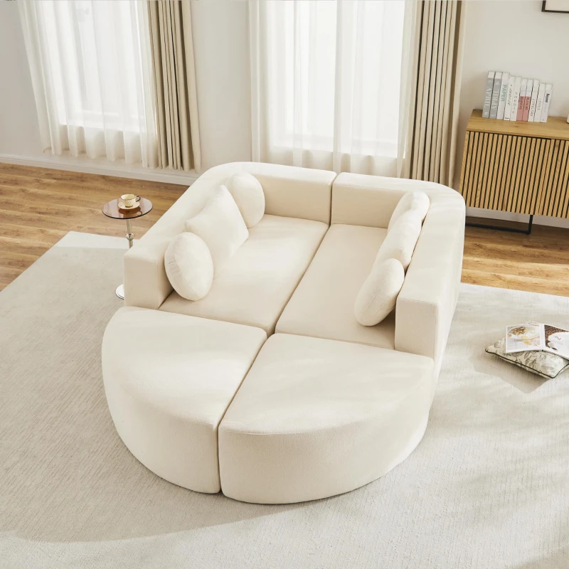 Canapé modulaire avec fonction couchage, mousse haute résilience et ressorts ensachés, 292x165x68 cm, Beige