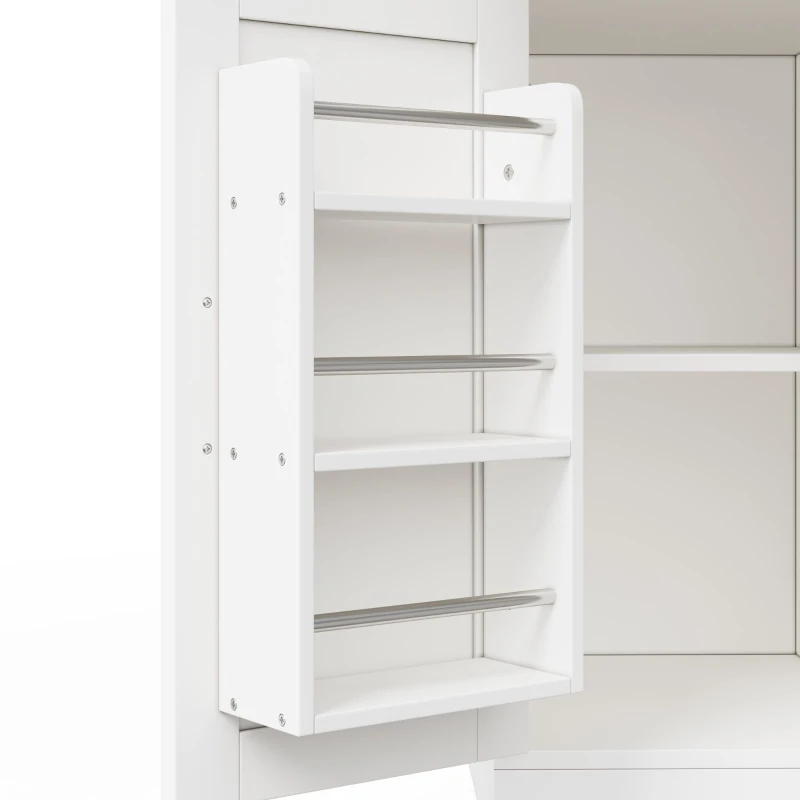 Ilha de cozinha móvel com tampo rebatível, rodízios com travão 360°, para 2–4 pessoas, 120x70x87 cm, Branco