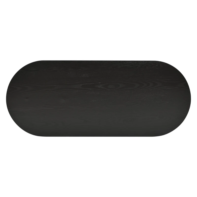 Table basse moderne minimaliste avec plateau ovale, deux pieds carrés avec patins en feutre antidérapants, 119,7x49,8x35,5 cm, Noir