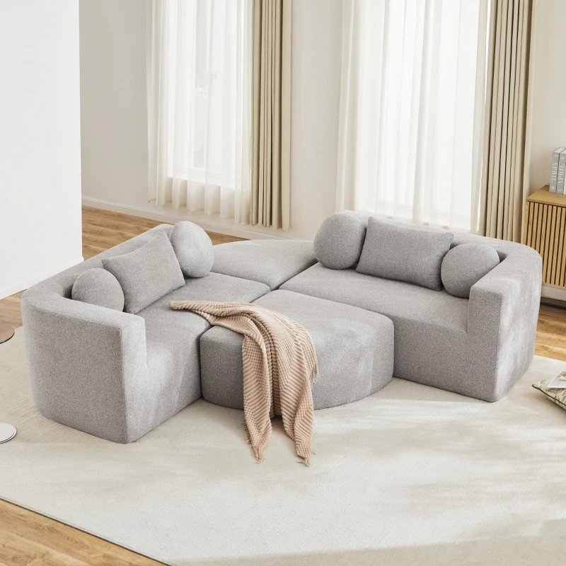 Sofá-cama modular com função cama, espuma altamente elástica e molas ensacadas, 292x165x68 cm, Cinzento