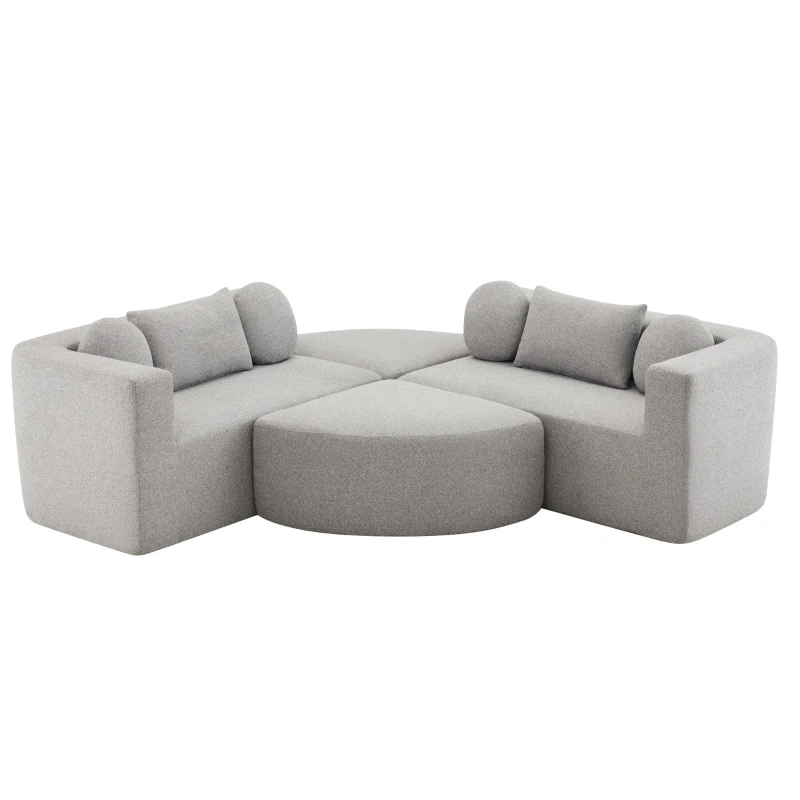 Sofá-cama modular com função cama, espuma altamente elástica e molas ensacadas, 292x165x68 cm, Cinzento