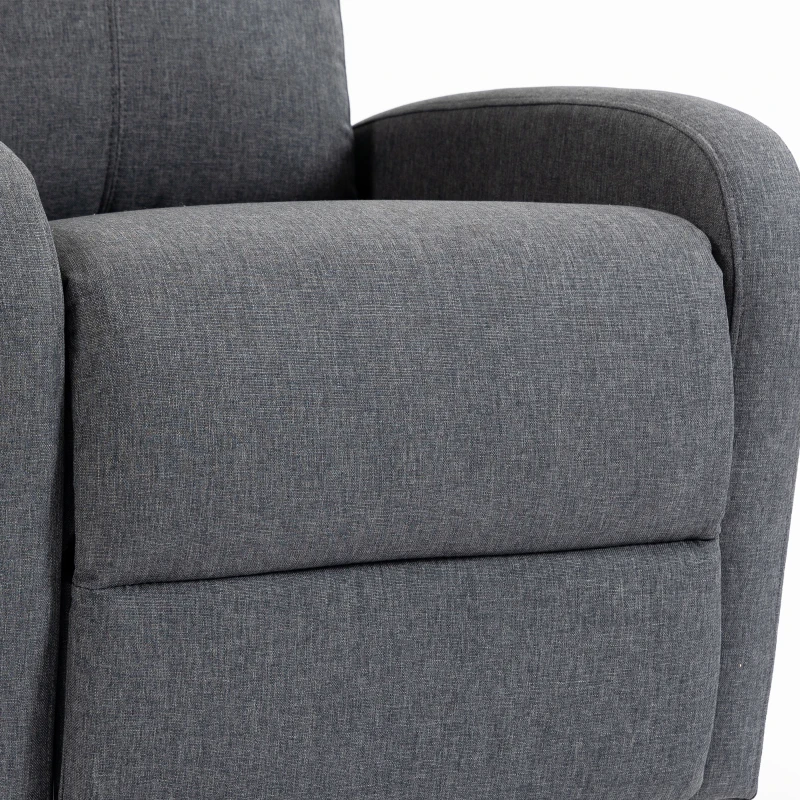 HOMCOM Sillón Relax Reclinable Manual 135° con Reposapiés en Tejido Efecto Lino Patas de Madera Gris Oscuro