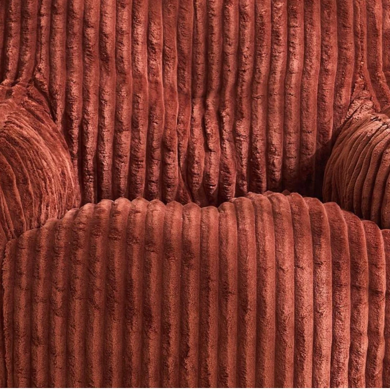 Puff acolchoado com espuma viscoelástica, capa não removível, 100x94x70 cm, Vermelho tijolo
