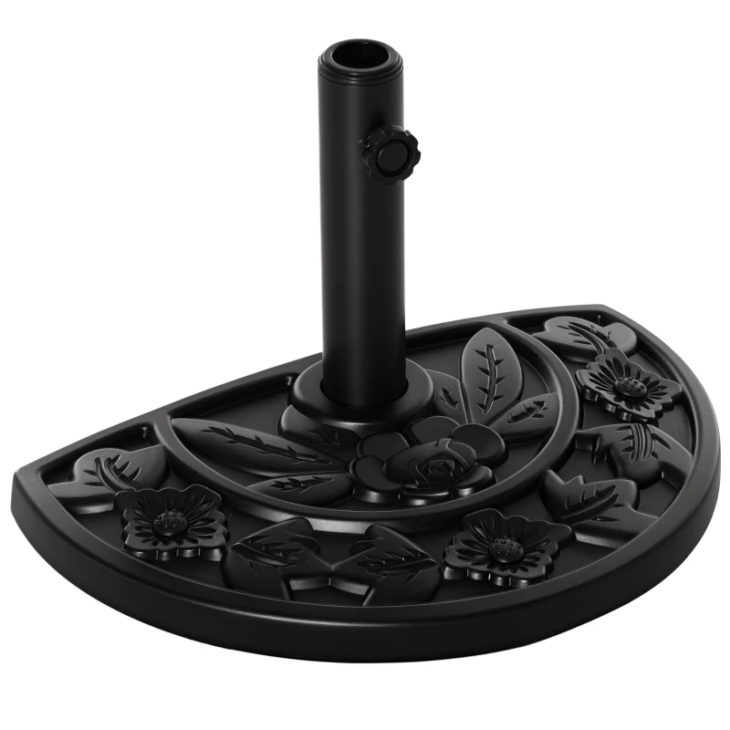 Outsunny Halfronde Parasolvoet, 9 kg, Bloemendesign, HDPE/Cement, voor Parasolstokken Ø35/38/48 mm