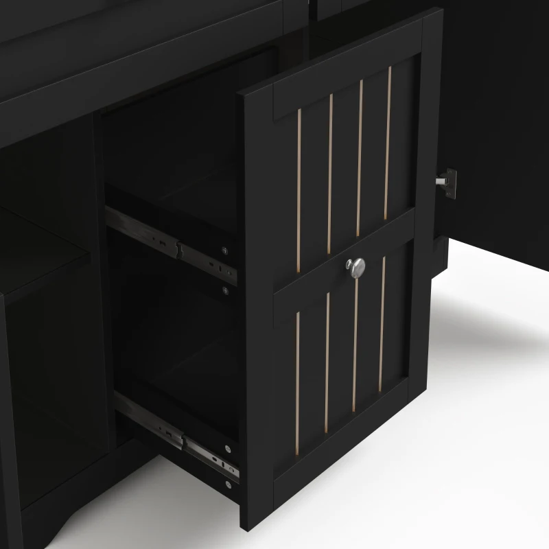 Ilha de cozinha móvel com tampo rebatível, gavetas verticais de 2 níveis, rodízios bloqueáveis 360°, 120x70x92 cm, Preto
