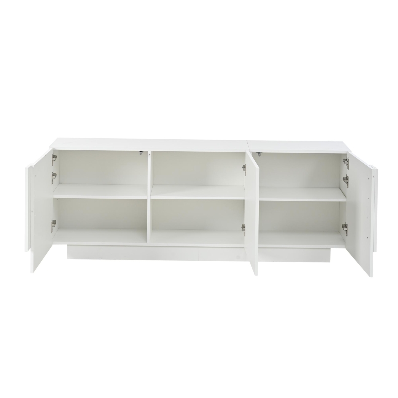 Aparador para sala de estar, armário de arrumação largo de três portas, design minimalista moderno, 35x160x60 cm, Branco