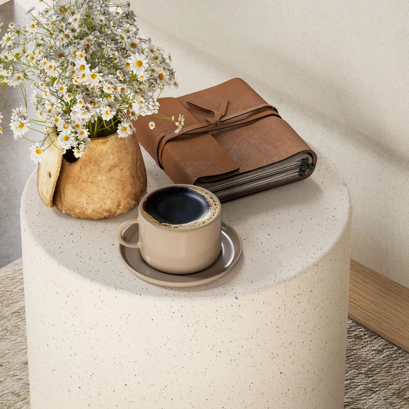 HOMCOM Bijzettafel in betonlook 37 cm x 37 cm x 43 cm anorganisch ertspoeder grijs