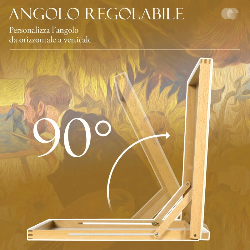 Vinsetto Cavalletto da Tavolo A2 in Legno, Tavola da Disegno Regolabile, Postazione da Scrivania Portatile per Artisti e Creativi