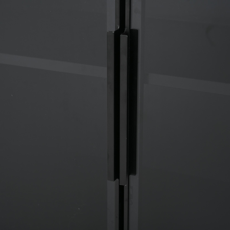 Vitrine alta, iluminação LED controlada por app, 6 prateleiras, 80x34x180 cm, Preto