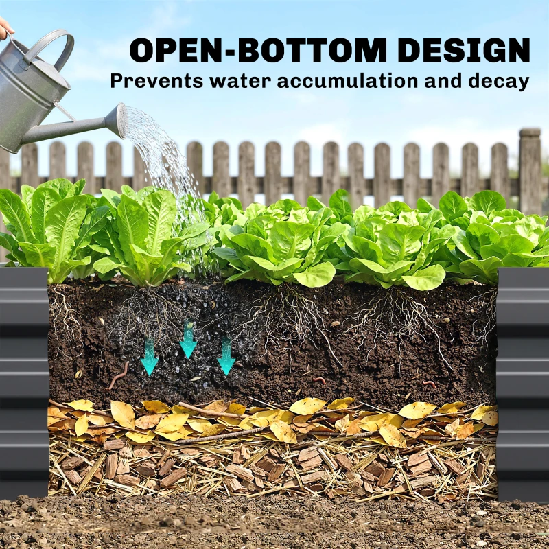 Outsunny 60 x 240cm Galvanised Steel Planter, with Open Bottom