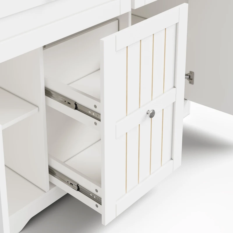 Isola da cucina mobile con piano di lavoro ribaltabile, cassetti verticali a 2 livelli e ruote bloccabili a 360°, 120x70x92 cm, Bianco