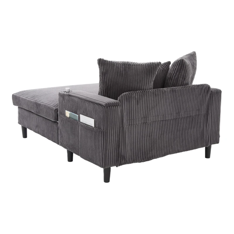 Divano letto con portabicchieri su entrambi i lati e bracciolo pieghevole, 129x170x70 cm, grigio scuro