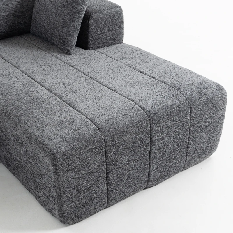 HOMCOM Sofá Esquinero 3 Plazas en L con Otomana Sofá Cama Convertible de Chenilla con Acolchado de Muelles Gris
