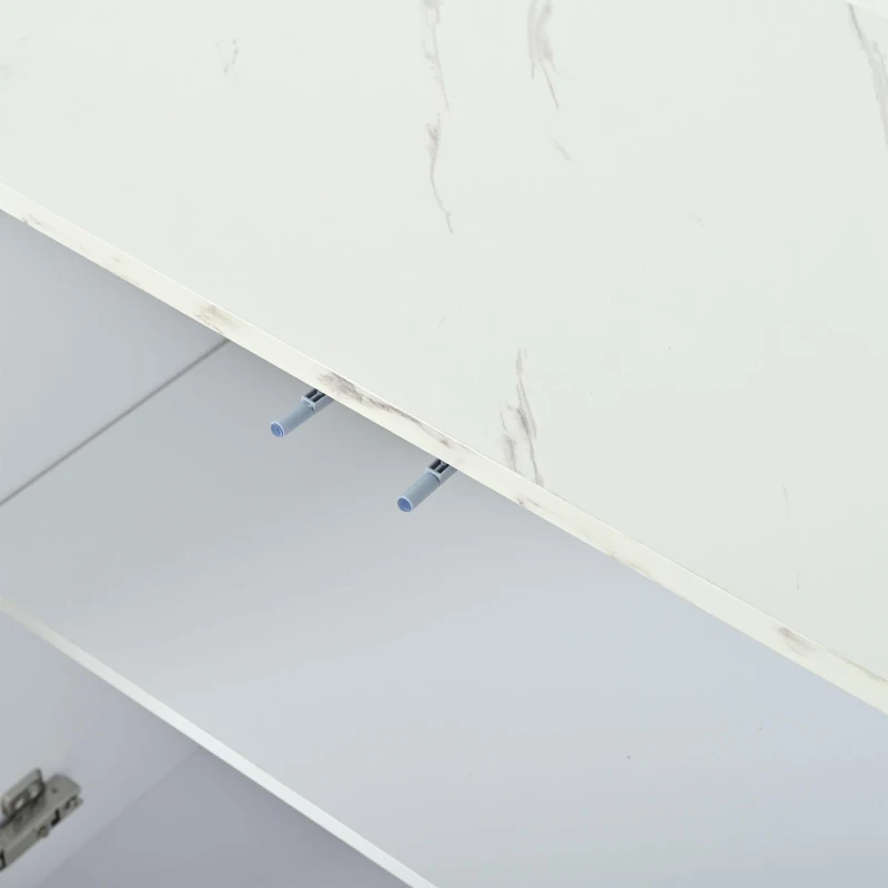 Credenza moderna a 4 ante con dettagli dorati, 35x140x70 cm, BBianco