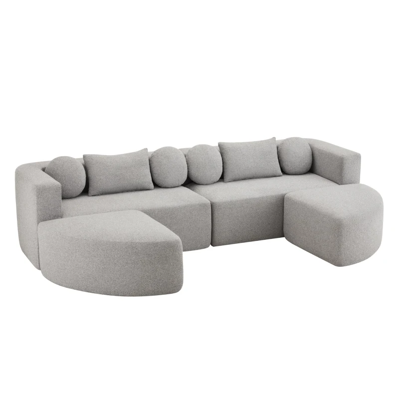 Sofá-cama modular com função cama, espuma altamente elástica e molas ensacadas, 292x165x68 cm, Cinzento