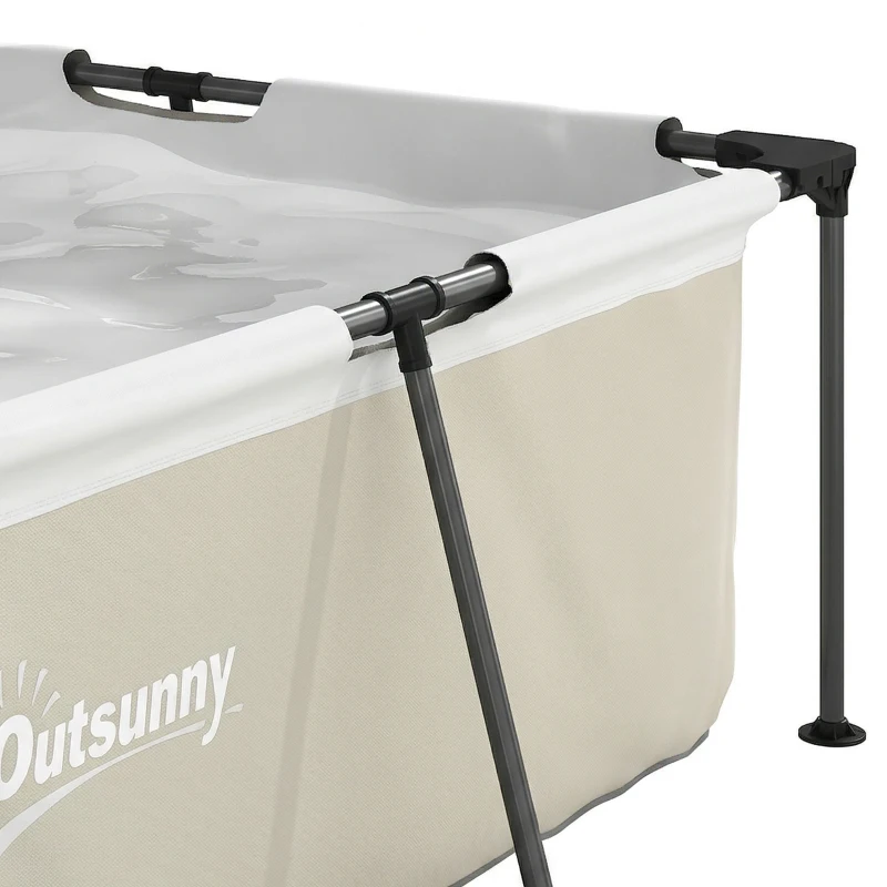 Outsunny Piscina Desmontable Tubular 316x238x66,5 cm 3700 L con Marco Metálico Parche de Reparación sin Depuradora Gris