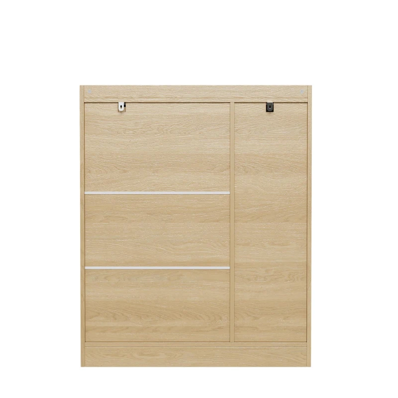 Sapateira em rattan, amplo espaço de arrumação, prateleiras ajustáveis, 90x35x110 cm, Cor natural