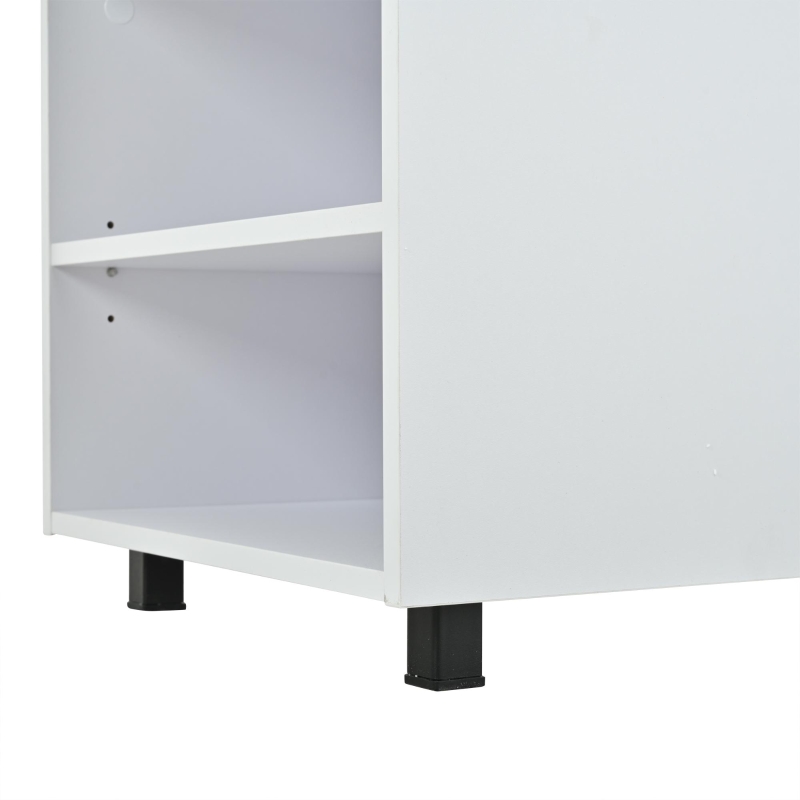 Table basse réglable en hauteur avec rangement caché, compartiments latéraux réglables, 50x100x46 cm, Blanc