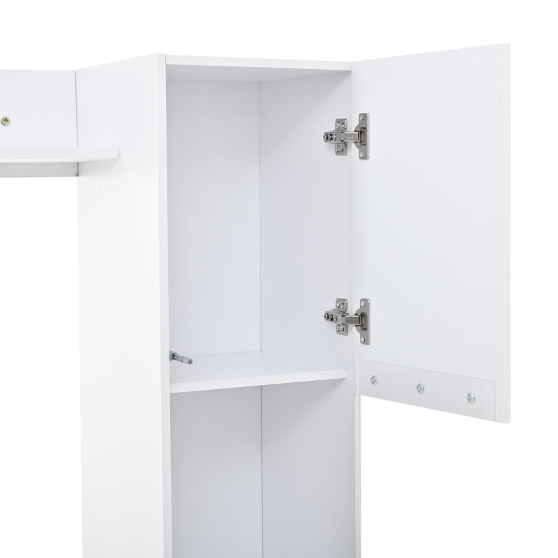 Mobile TV 4 pezzi con vetrina e ripiani aperti pe salotto, 228x30x170 cm, Bianco