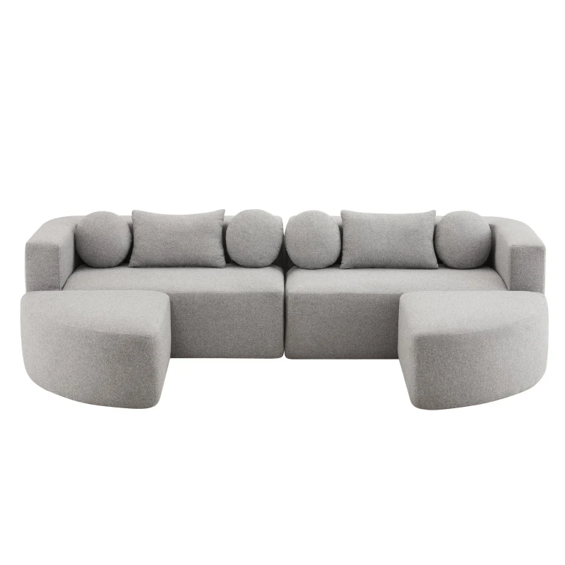Divano modulare con funzione letto, schiuma ad alta resilienza e molle insacchettate, 292x165x68 cm, Grigio