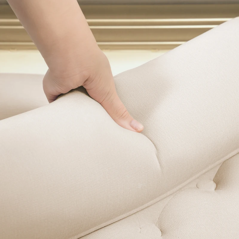 HOMCOM Gestoffeerde bank, vintage design, 2 kussens, chenille bekleding, 115 x 44 x 58 cm, Beige(m-8)