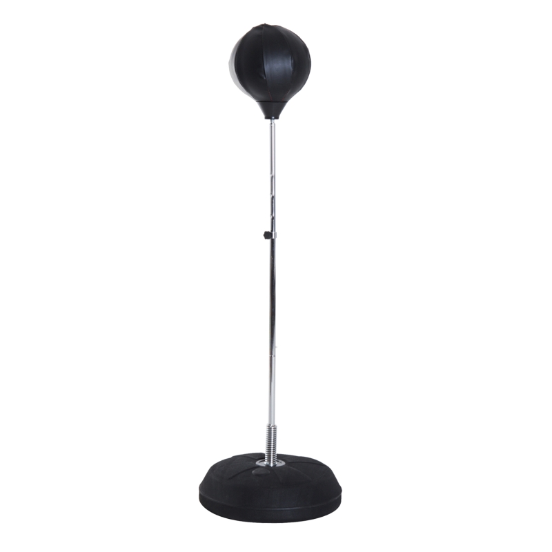 HOMCOM Boksset met Punchbal, Verstelbaar in Hoogte, Incl. Bokshandschoenen, 126-144cm, Zwart(m-10)