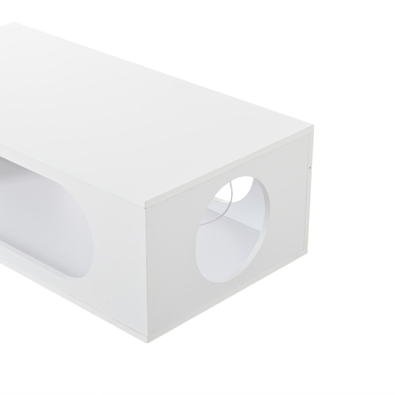 Mesa de centro con iluminación LED, gran espacio de almacenamiento con gestión de cables integrada, 100x50x35 cm, Blanco