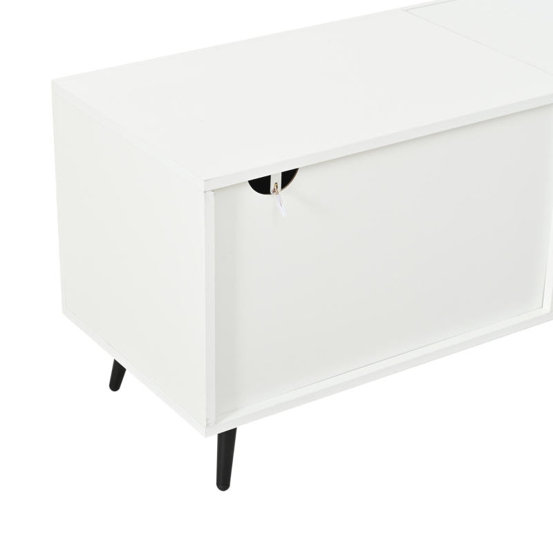 Mobile TV fino a 80 pollici portaoggetti con stampa 3D, 180x40x48 cm, Bianco