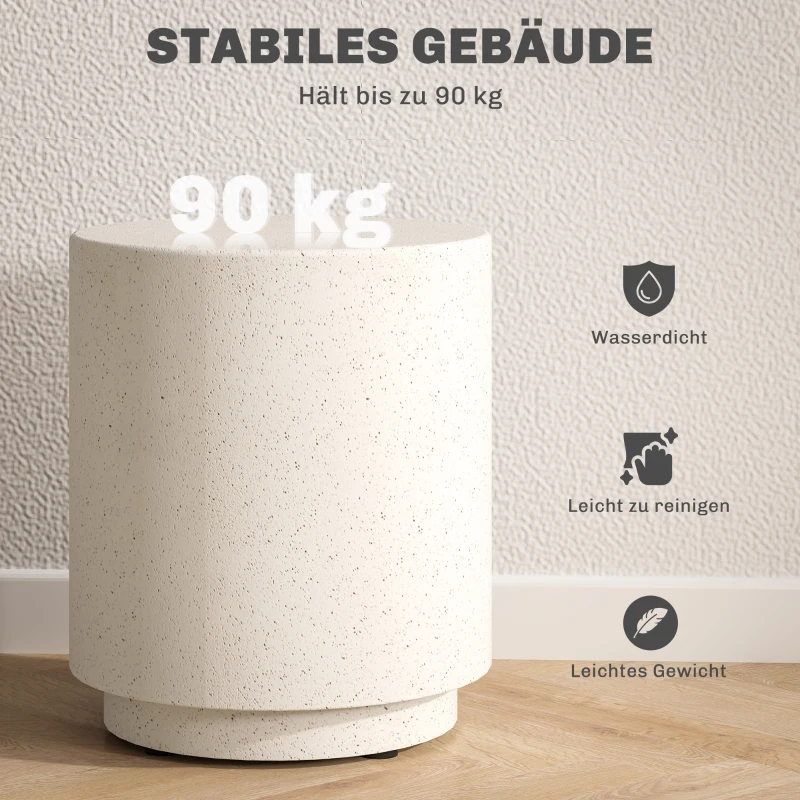 HOMCOM Bijzettafel in betonlook 37 cm x 37 cm x 43 cm anorganisch ertspoeder grijs