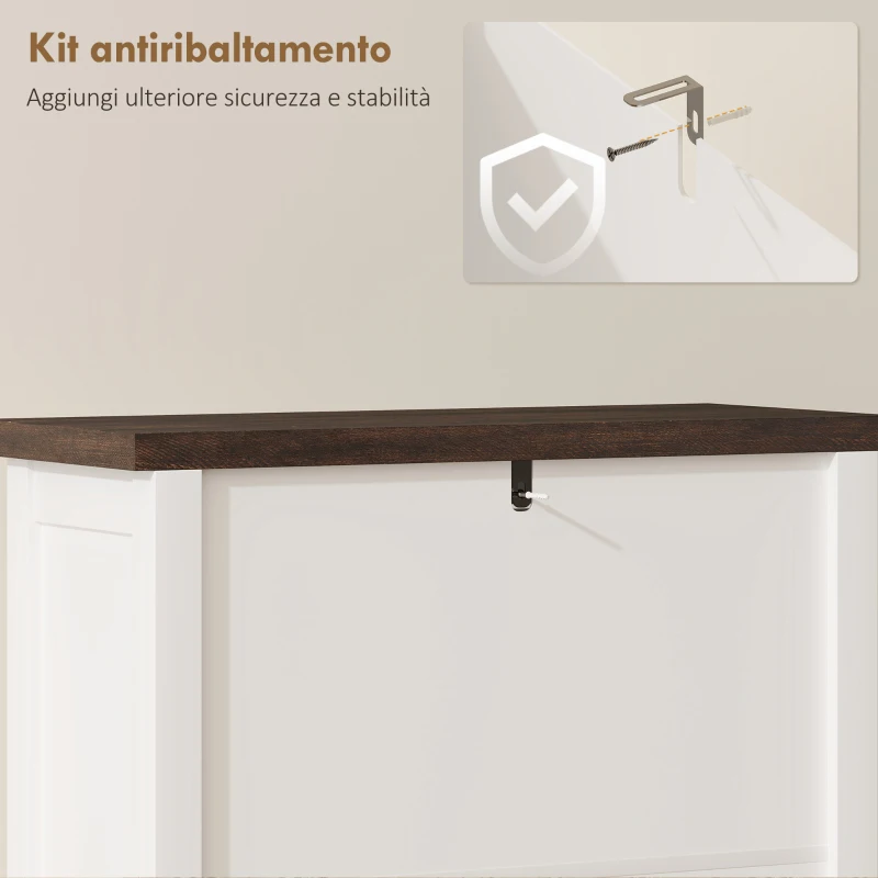 HOMCOM Scarpiera Country con 2 Cassetti Ribalta, Ripiani Regolabili, Design Bianco.