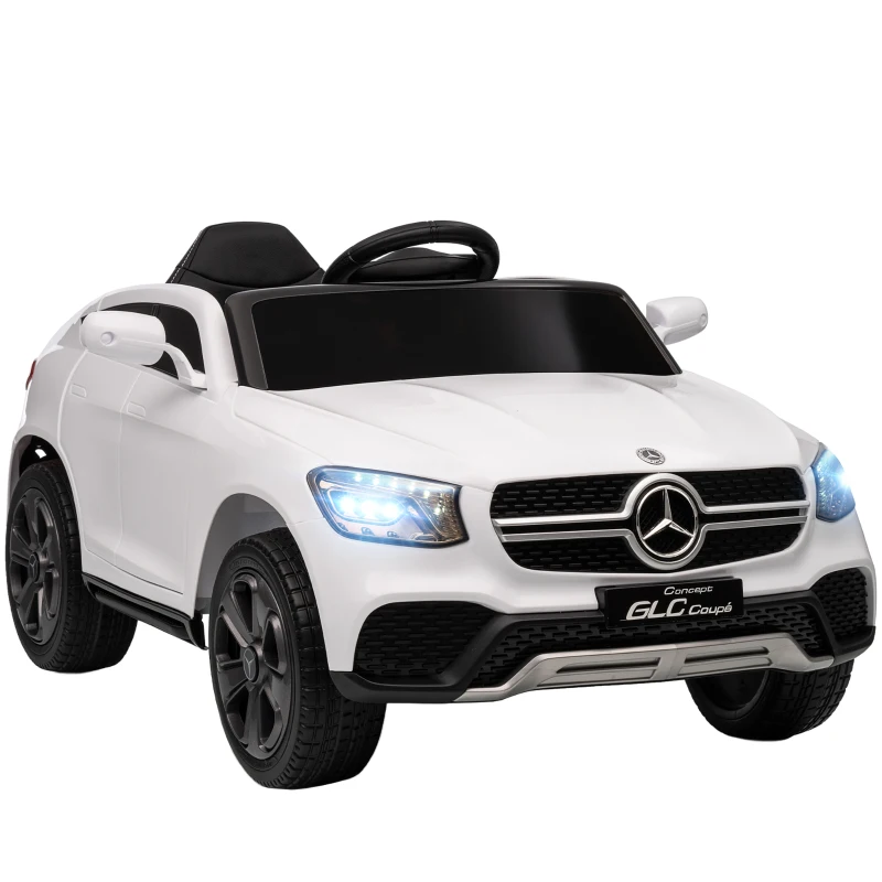 AIYAPLAY Elektroauto für Kinder, 12V Kinderauto mit Fernbedienung, LED-Lichter, Musik, 3 Geschwindigkeiten, 3-6 Jahre, Weiß