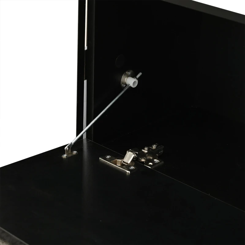Mueble de salón compacto de 4 piezas, mueble de TV integrado con vitrina y estanterías abiertas, gran capacidad de almacenaje, 245x30x170 cm, Negro
