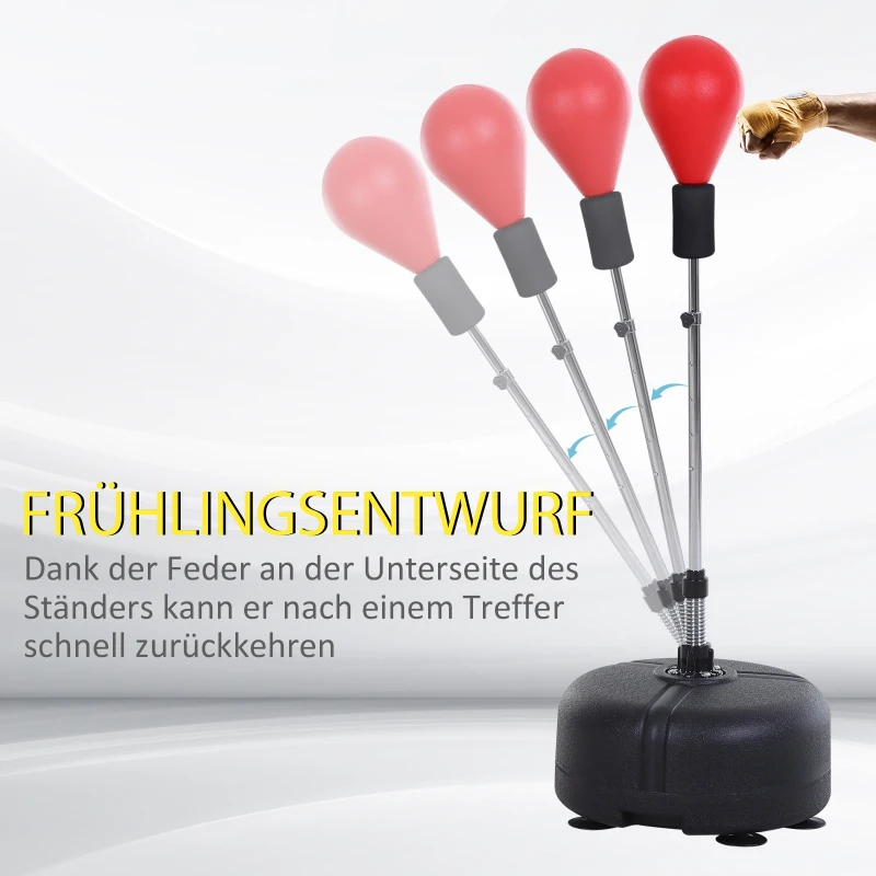 HOMCOM Boksbalset, 136-154 cm in hoogte verstelbaar, inclusief een paar handschoenen, Geschikt voor professionals en beginners