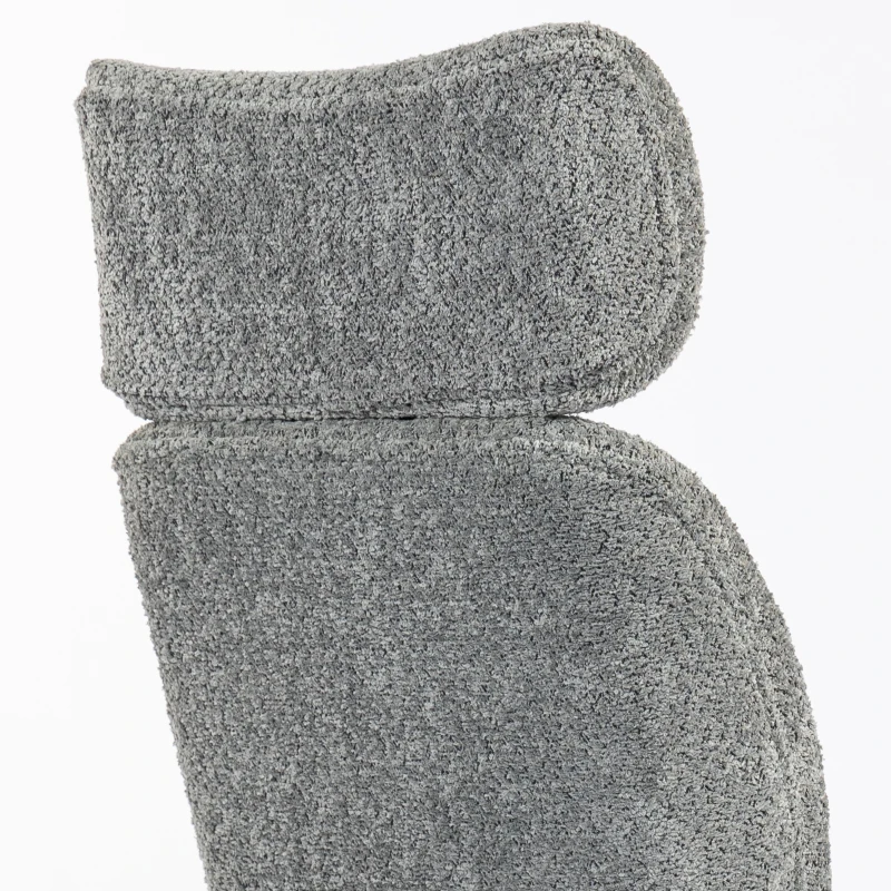 HOMCOM Office Chair with Adjustable Headrest, Spring Pack, Curved Line, Boucle Fabric - Charcoal Grey