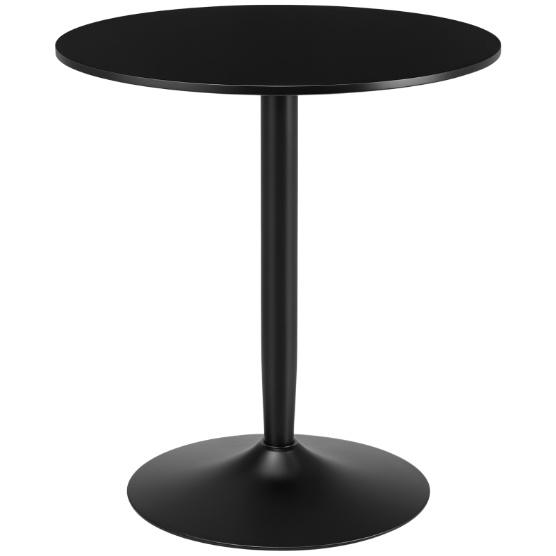 HOMCOM eettafel voor 2 personen, rond tafelblad, stalen onderstel, zwart, 70 x 70 x 75 cm(m-11)